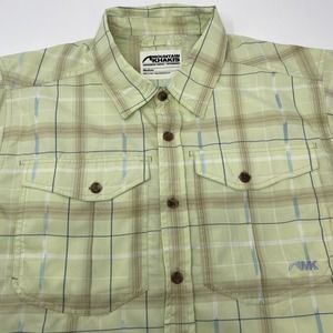 Mountain Khakis Medium Light Green Brown Plaid Short Sleeve Button Down‎ Shirt